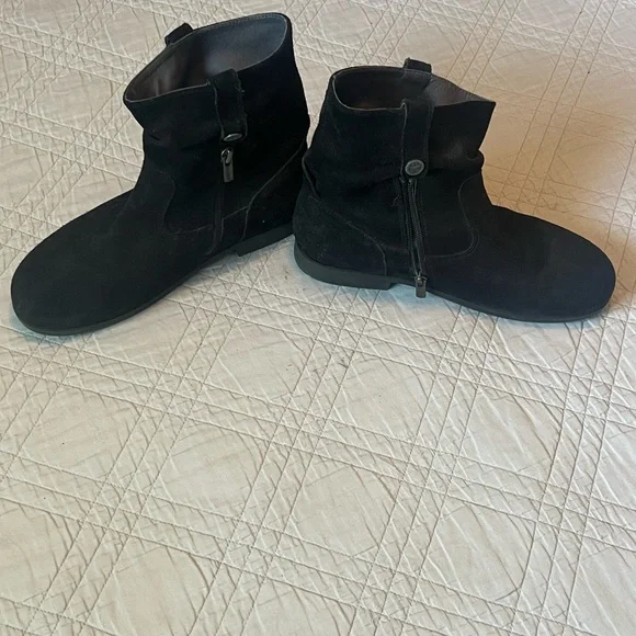 Birkenstock Womens Sarnia Black Suede Leather Ankle Boots Side Zip Pull On Sz 39 - Picture 4 of 9